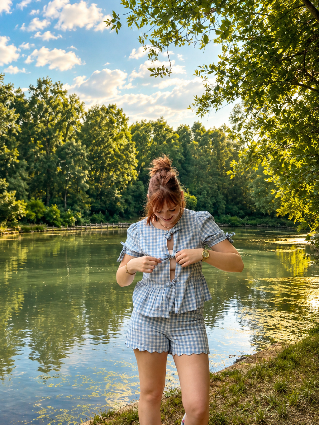 Ensemble en Vichy bleu