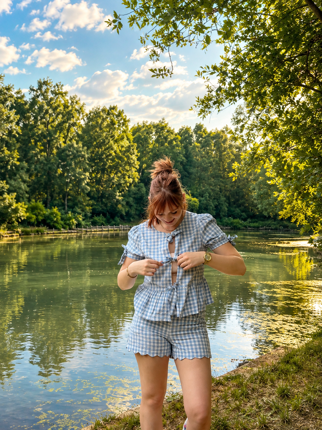 Ensemble en Vichy bleu